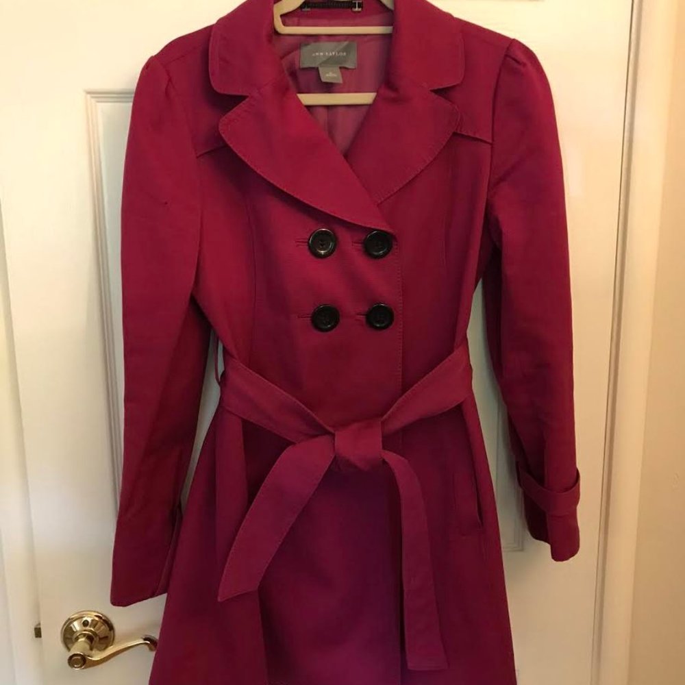 Ann Taylor Pink Trench Coat SIze Medium